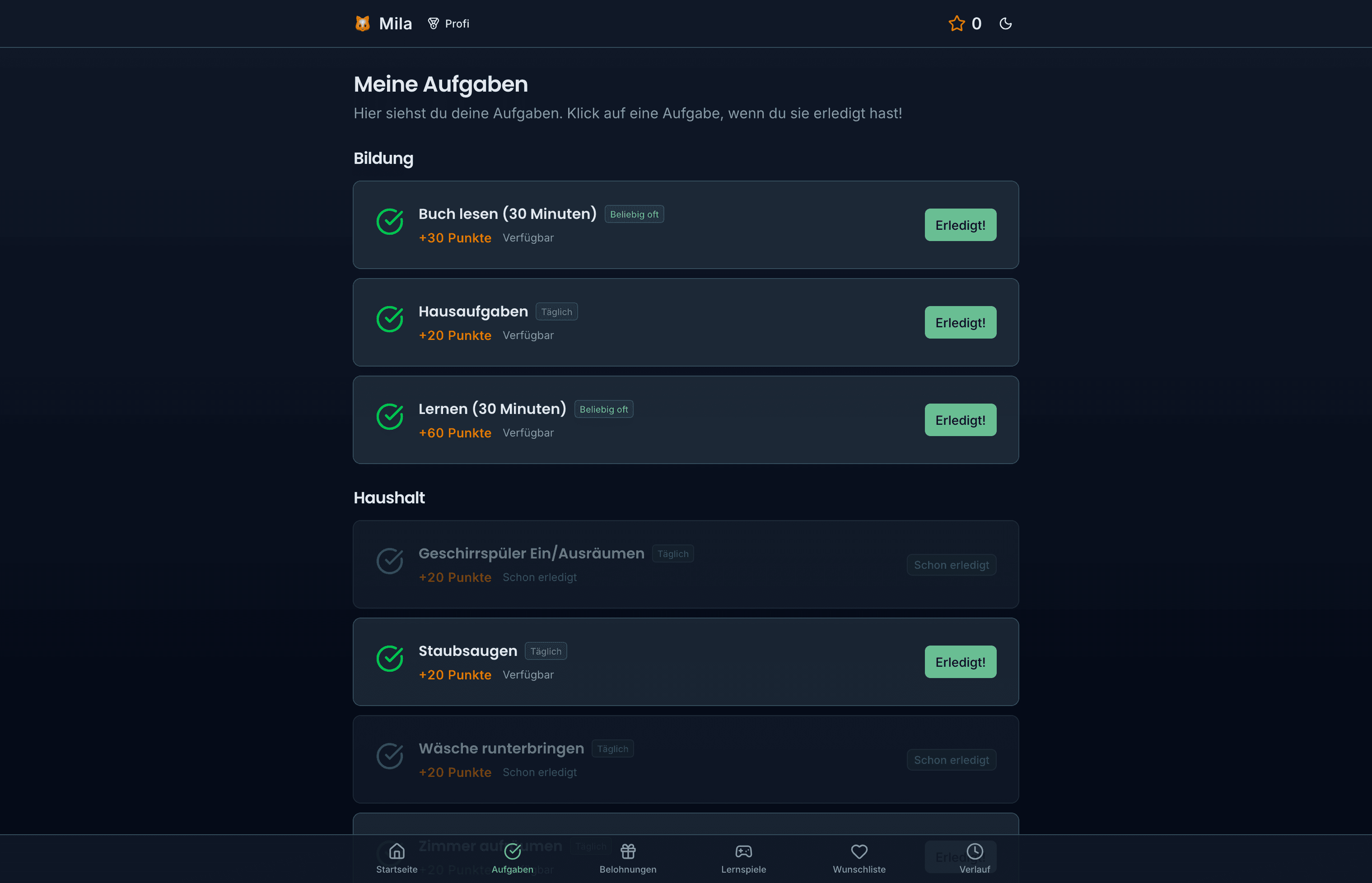 Kinderportal – Aufgaben