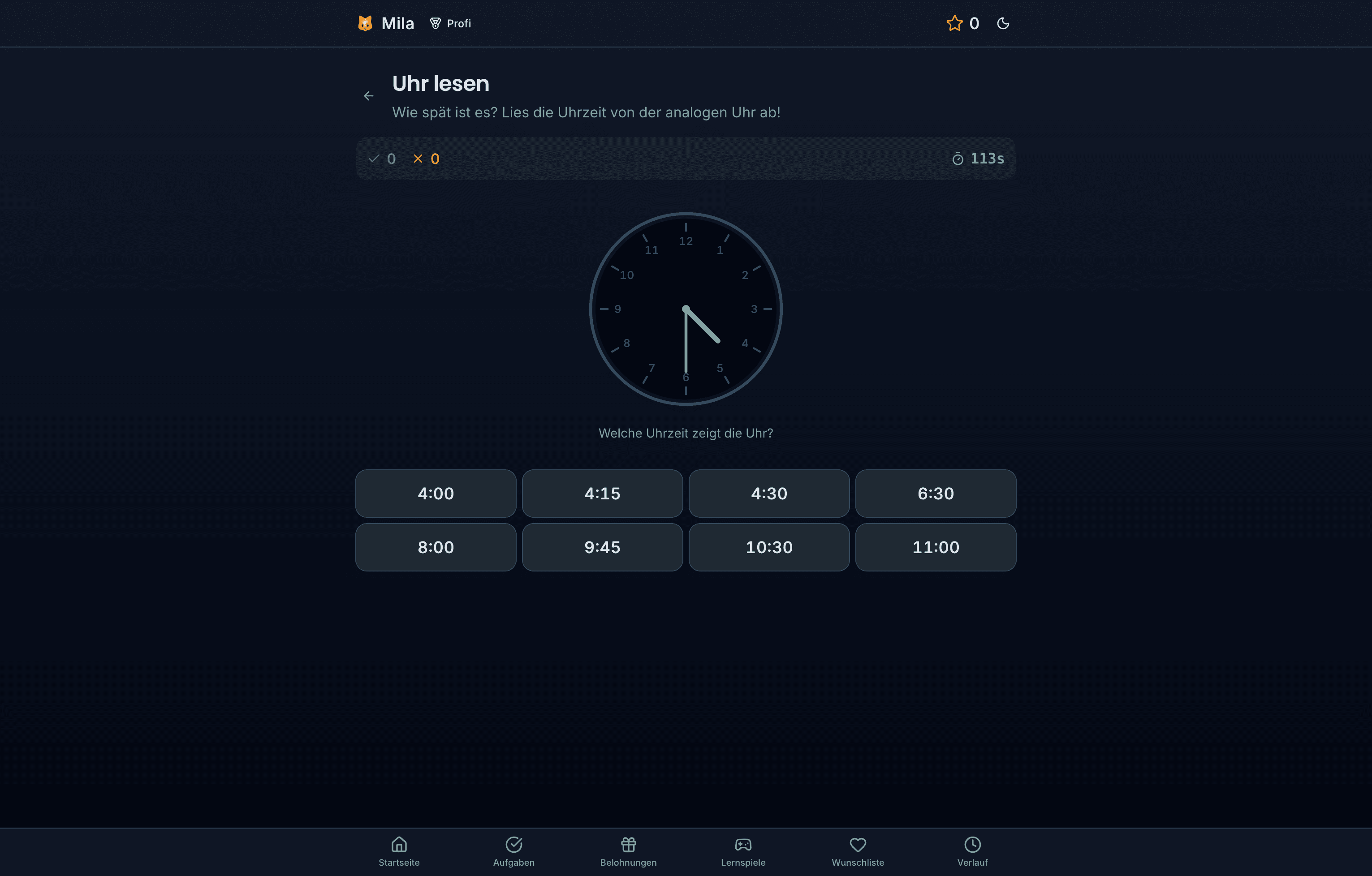 Kinderportal – Lernspiel Uhr