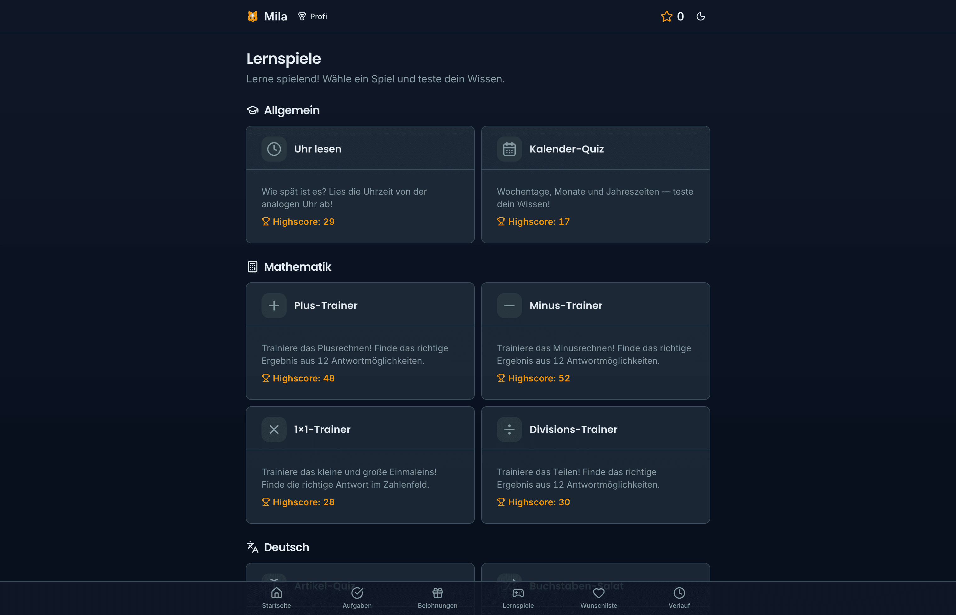 Kinderportal – Lernspiele