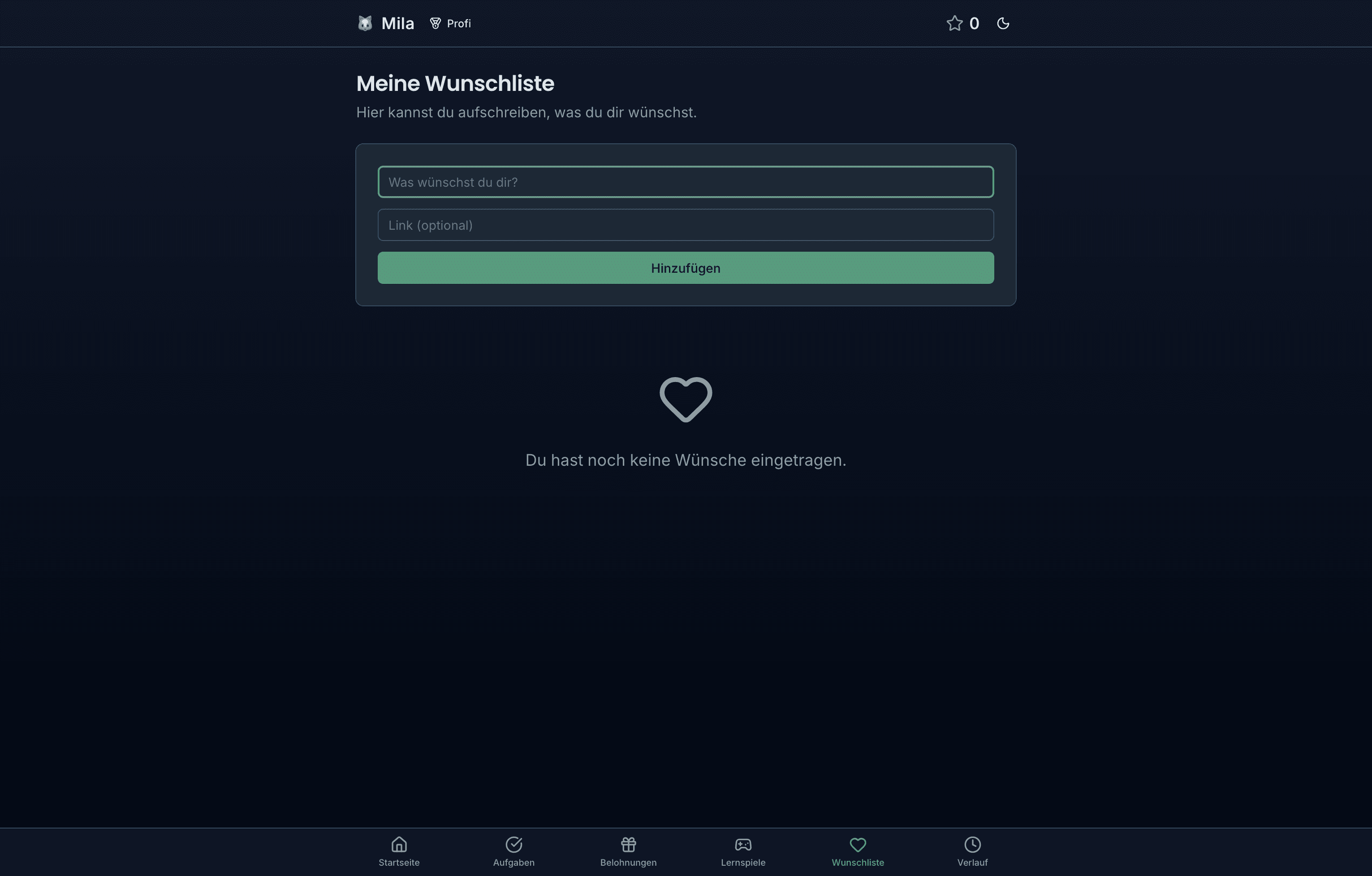 Kinderportal – Wunschliste