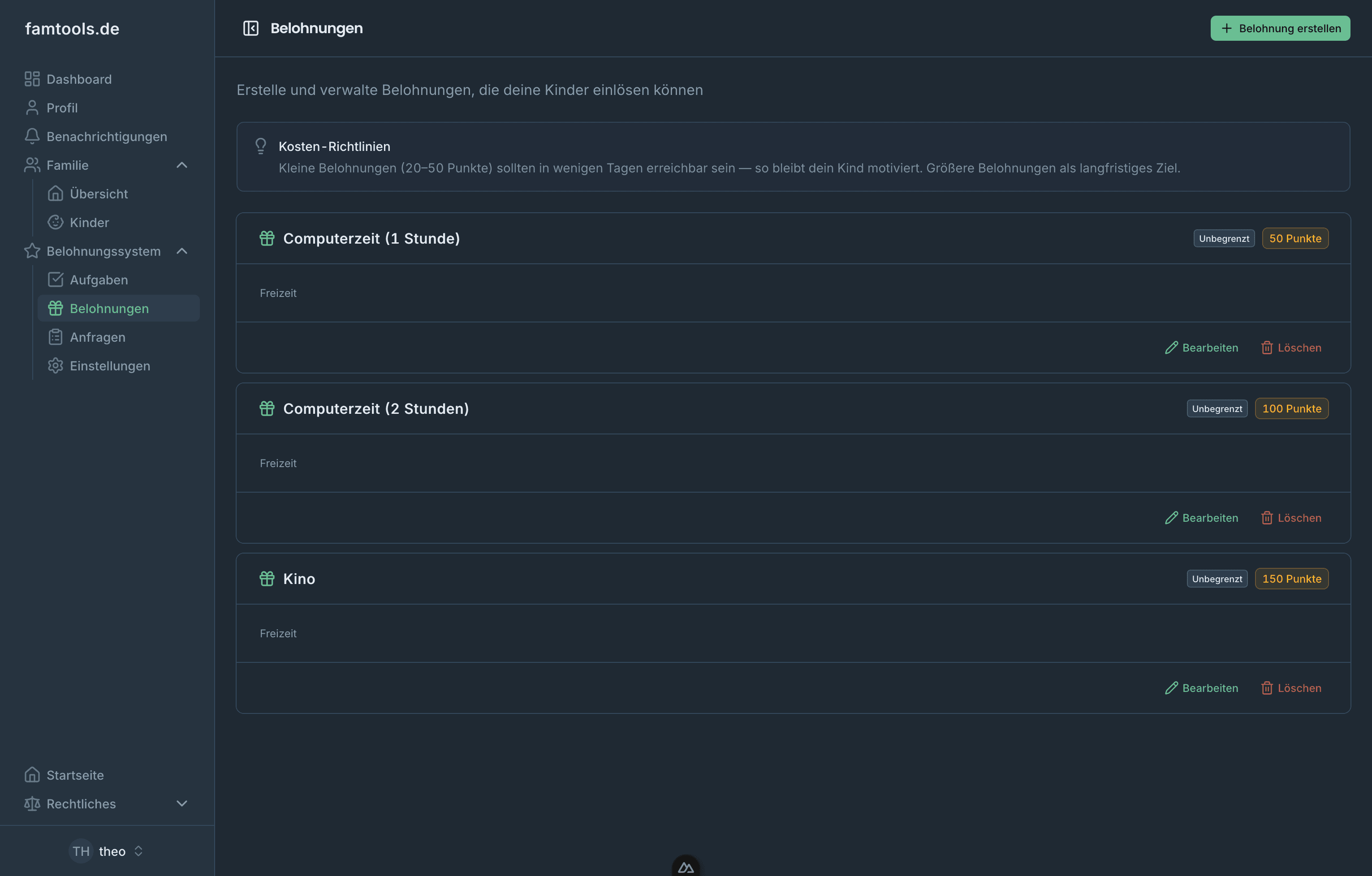 Elternbereich – Belohnungen